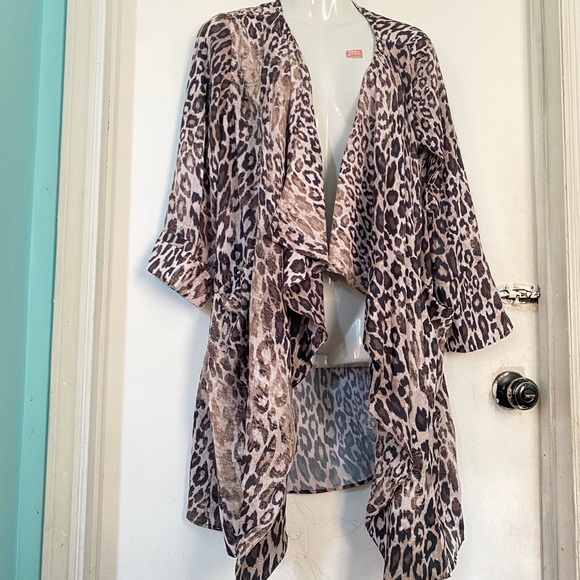 Cocoon print floral sleeve with pocket cardigan(F) - Picture 5 of 7